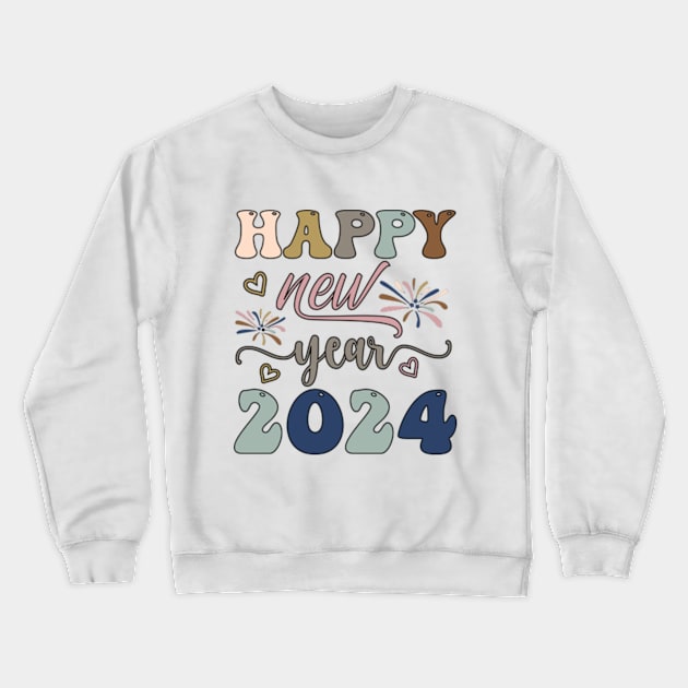 Happy New Year 2024 Groovy Crewneck Sweatshirt by Danemilin